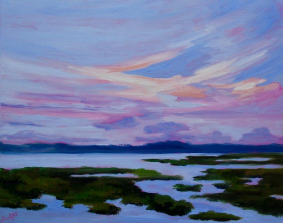 Giclee - Many Sizes - Frame Options - Marsh of Original Modern Impressionist Oil Painting by Rebecca Croft Studios