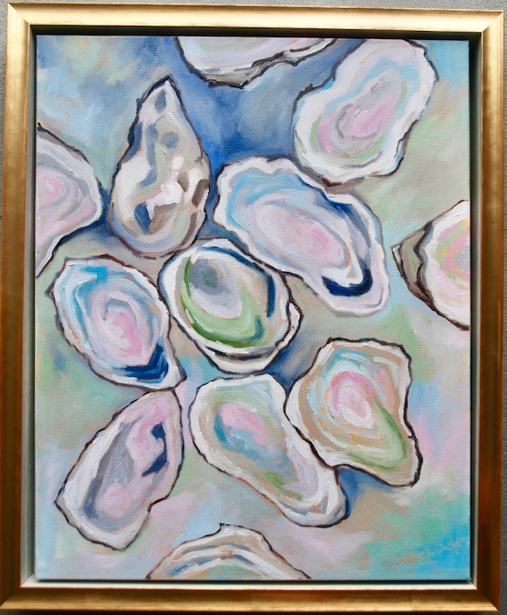 Low Country Oysters in South Carolina Landscape Painting Modern Impressionist Painting by Rebecca Croft Studios
