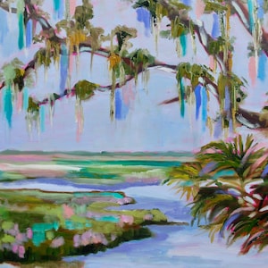 PRINT - Many Sizes - of Marsh Painting from Original Kiawah Island, South Carolina Impressionist Oil Painting by Rebecca Croft