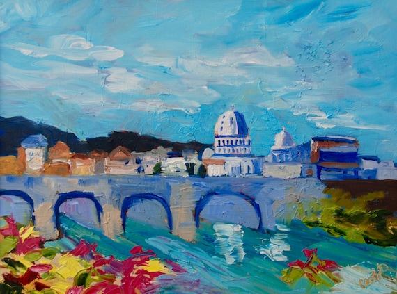 Florence Italy Art Wall Art Home Decor Modern Impressionist Original Palette Knife Painting of The Duomo Florence Italy by Rebecca Croft