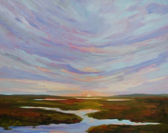 Marsh Modern Impressionist South Carolina Kiawah Island Low Country Landscape Oil Painting By Rebecca Croft Studios