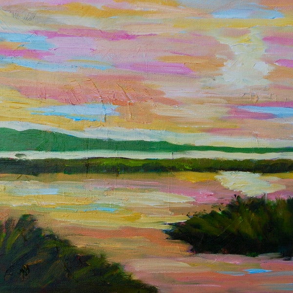 PRINT - Many Sizes - of Marsh Painting from Original Impressionist Oil Painting by Rebecca Croft