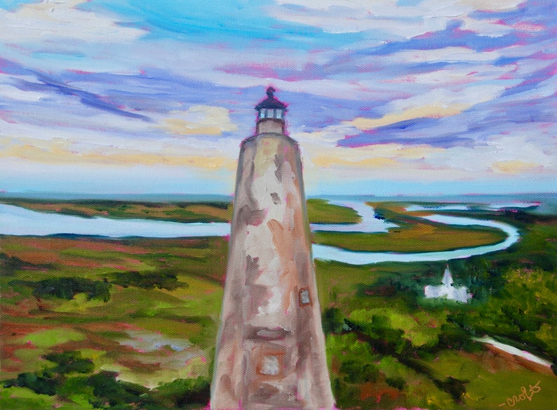 Old Baldy Lighthouse Bald Head Island NC Marsh Impressionist image 1