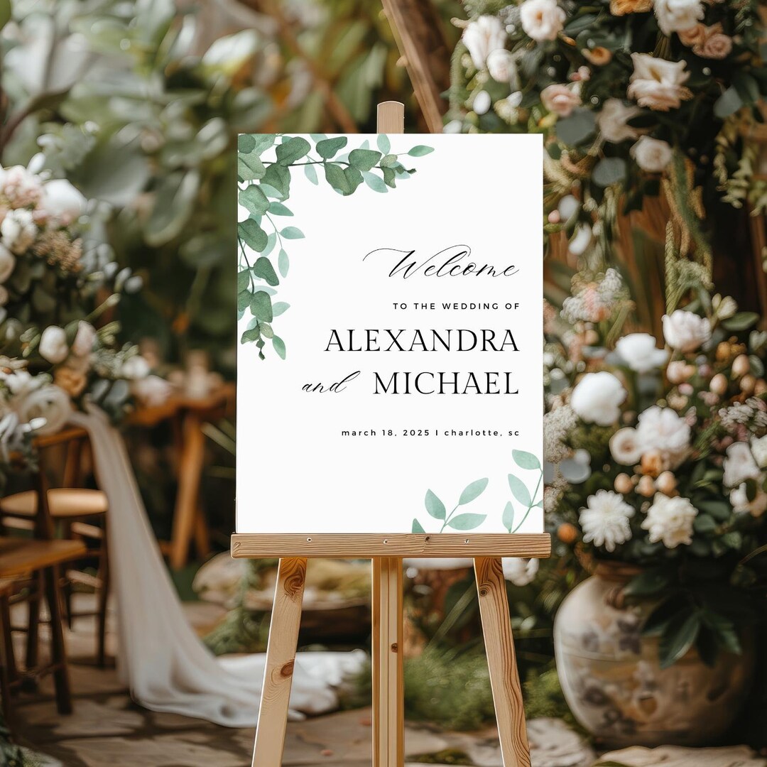 Editable Wedding Welcome Sign, Modern Wedding Sign Template, Minimalist ...