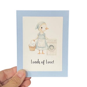 Lots of Love Karte - Handgemachte Grußkarte mit Entenwäsche-Thema - Niedliche Thinking of You Notiz