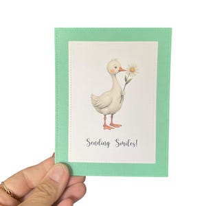Carte faite main d'oie - « Envoyer des sourires ! – Jolie carte de voeux florale