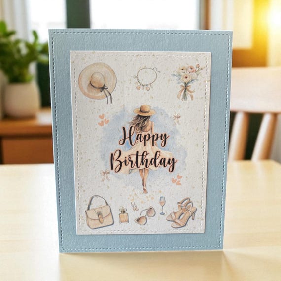 Handmade Happy Birthday Card: Chic Woman, Blush Florals