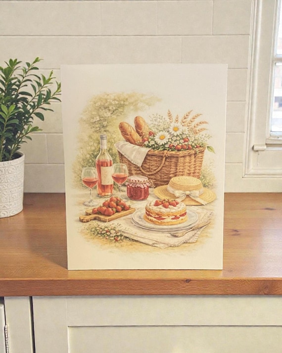 Cottagecore Strawberry Note Card Set • A2 Blank Greeting Cards • Vintage Garden • Farmhouse Floral Stationery • Set of 4 Handmade Cards