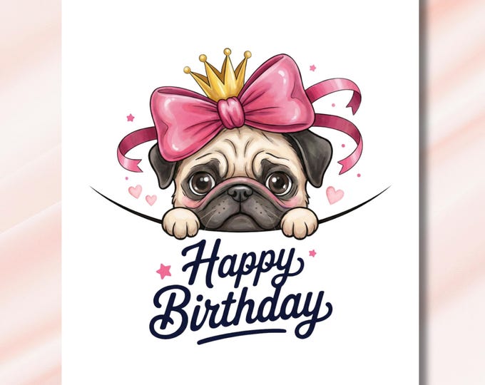 Princess Pug Greeting Card Set – Birthday & Encouragement Cards