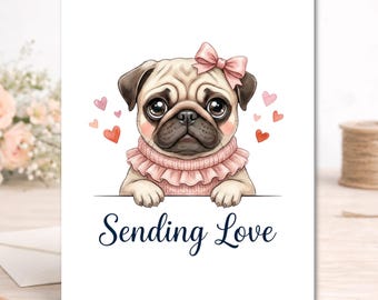 Watercolor Pug Card – Dog Lover Encouragement Greeting, Dog Mom Gift