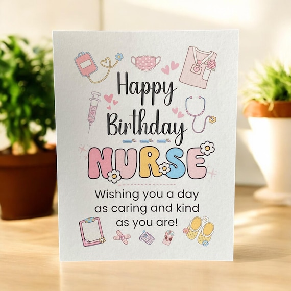 Handmade Happy Birthday Nurse Card: Medical Theme