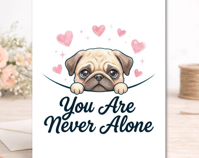 Princess Pug Encouragement Card, Boutique Stationery