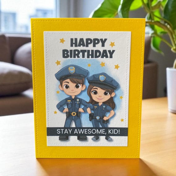 Police Birthday Card for Kids – Handmade Officer Theme