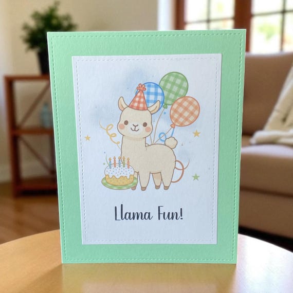 Funny Llama Birthday Card: Handmade Animal Pun Card