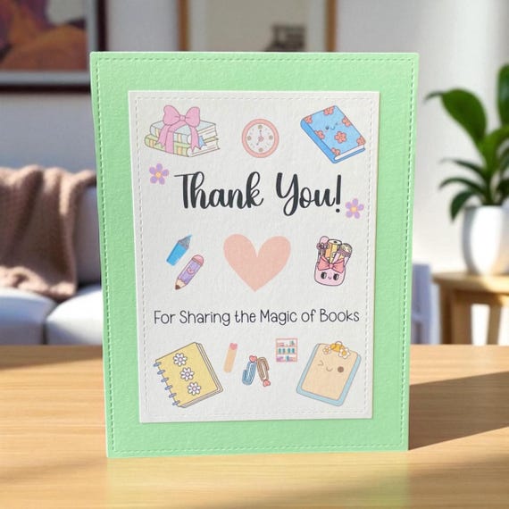 Handmade Librarian Thank You Card: Pastel Book Lover Gift
