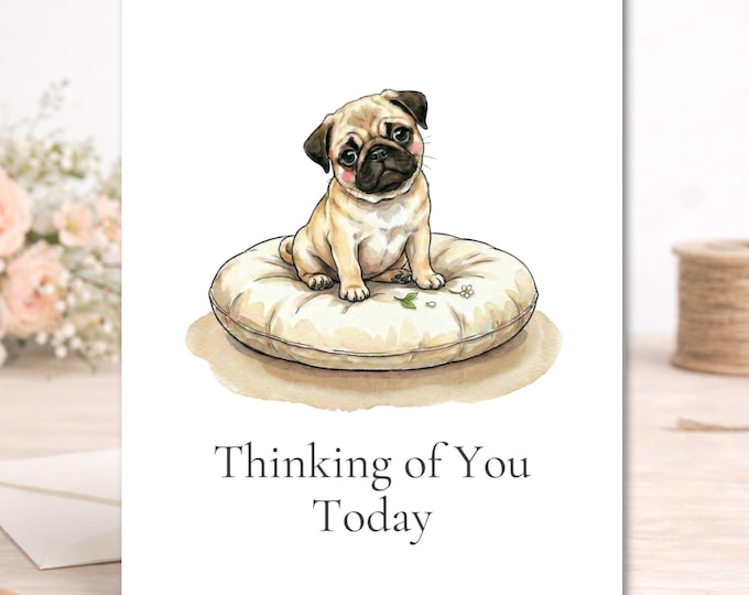 Thinking of You Card | Watercolor Puppy, Encouragement (Blank Inside A2 Cardstock)