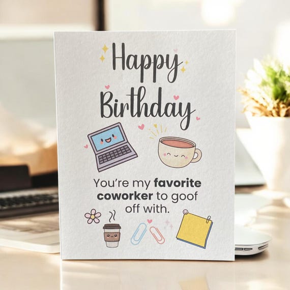 Funny Coworker Birthday Card: Handmade Office Buddy Card