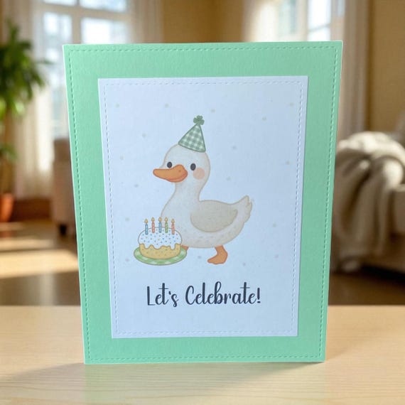 Duck Birthday Card: Handmade Farm Animal Greeting