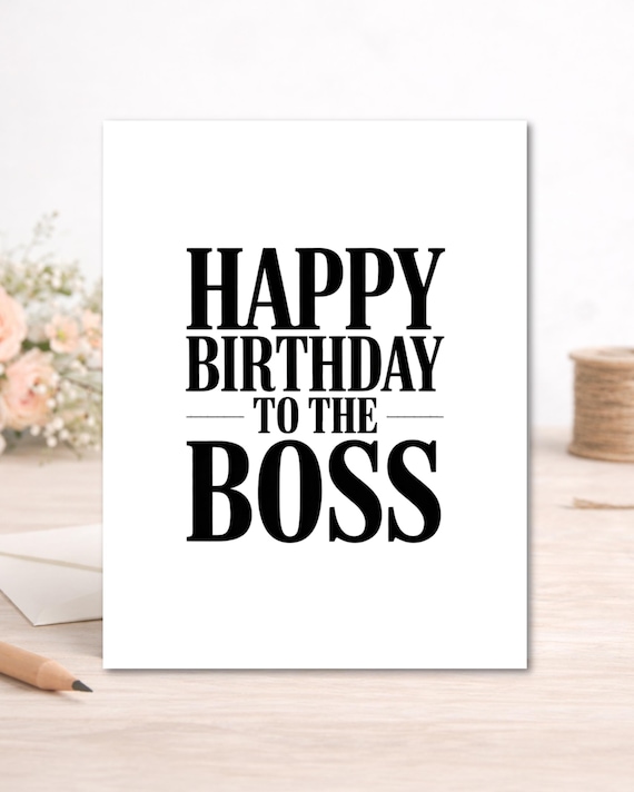 Funny Happy Birthday Boss Card – Minimalist Work Greeting Card