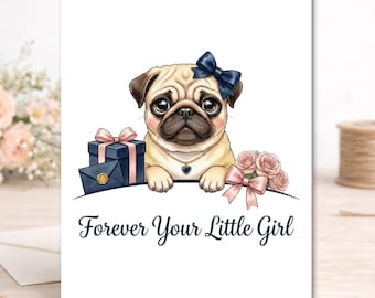 Daughter to Mom Card – Puppy Illustration, Sentimental Greeting Card (A2 Size)