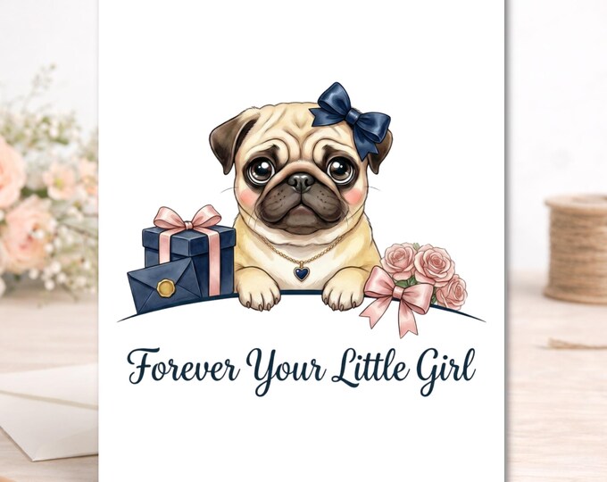 Daughter to Mom Card – Puppy Illustration, Sentimental Greeting Card (A2 Size)