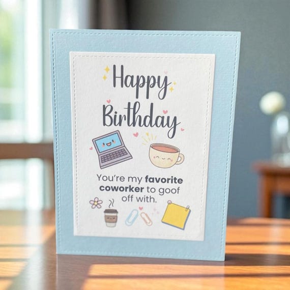 Funny Coworker Birthday Card: Goofy Office Theme, Handmade