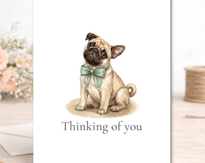 Thinking of You Card, Watercolor Puppy, Encouragement Sympathy Greeting