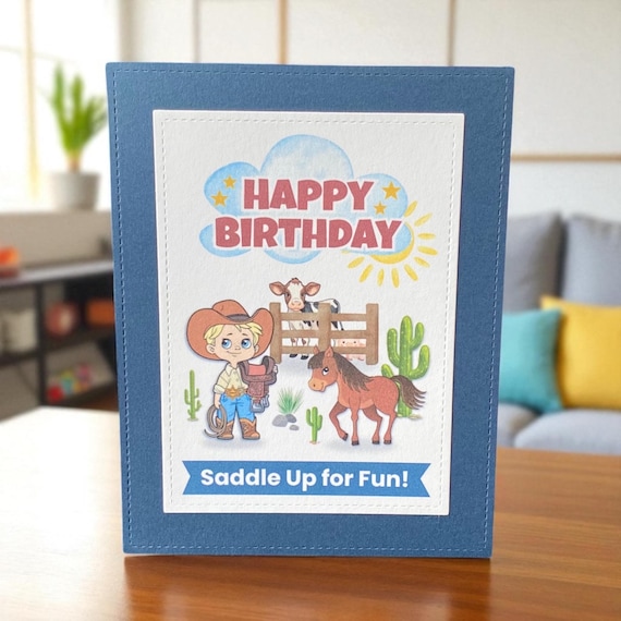 Handmade Cowboy Birthday Card: Western Theme Kids Card