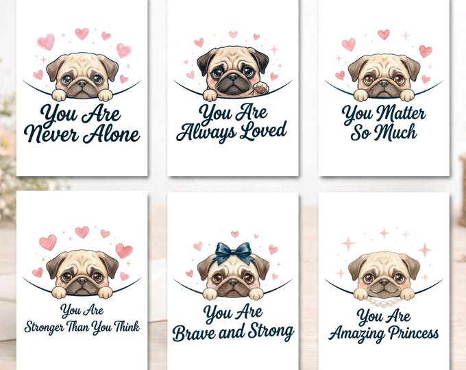 Pug Encouragement Card, You Matter, Mental Health Support