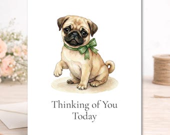 Watercolor Puppy Greeting Card | Spring Thinking of You Note