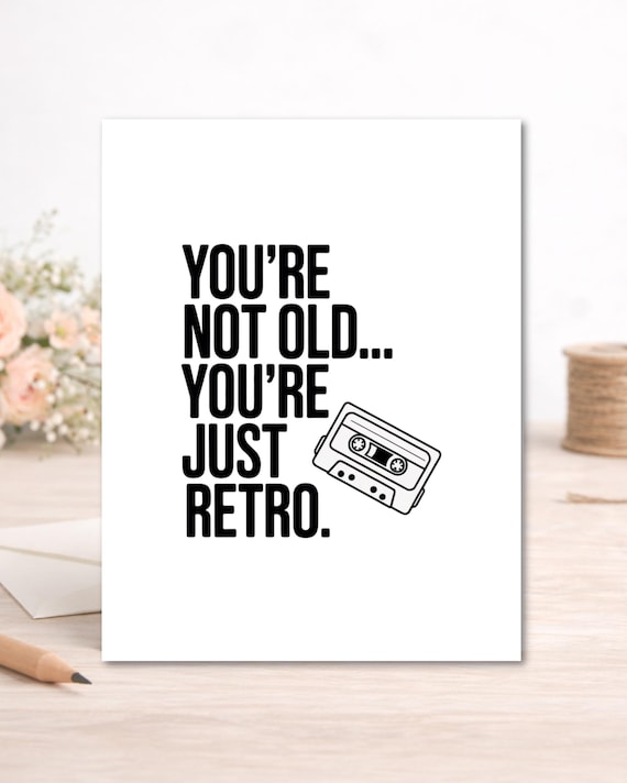 Funny Retro Cassette Tape Birthday Card – 80s Nostalgia