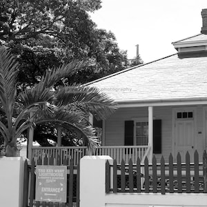 Key West lighthouse gate black and white architecture photograph