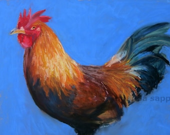 rooster pastel art print of original pastel painting