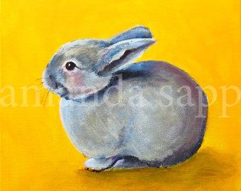 bunny art-bunny painting-archival print of original acrylic painting-nursery art-bunny portrait-rabbit painting-rabbit art-bunny gift