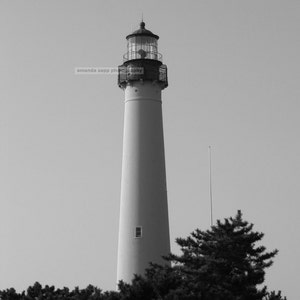 Cape May lighthouse black and white photograph
