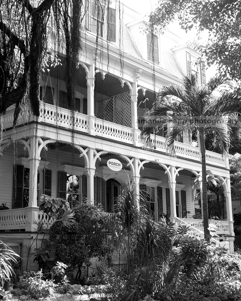 Key West house black and white architecture photograph Etsy