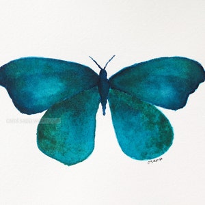 teal butterfly watercolor archival print of original watercolor 8" x 10"