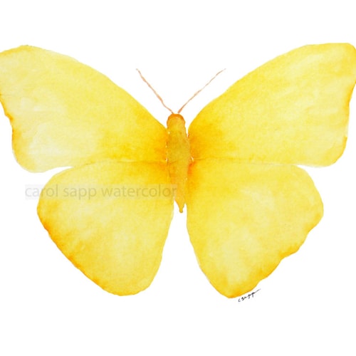 Yellow Butterfly Paintingyellow Butterfly Watercoloryellow Etsy
