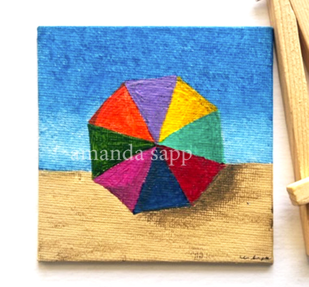 Beach Umbrella Paintingbeach Umbrella Artshore Decorsmall Format Art