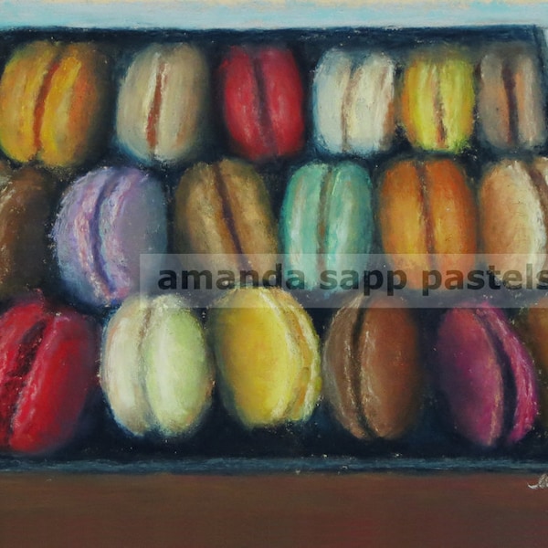 Macarons painting-french macarons-french cookie-pastel painting-macaron art-archival print of original-bakery art-dessert art-food art-5 x 7