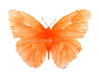 orange butterfly watercolor archival print of painting