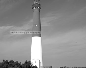 Barnegat Light House "Old Barney"  black and white photograph