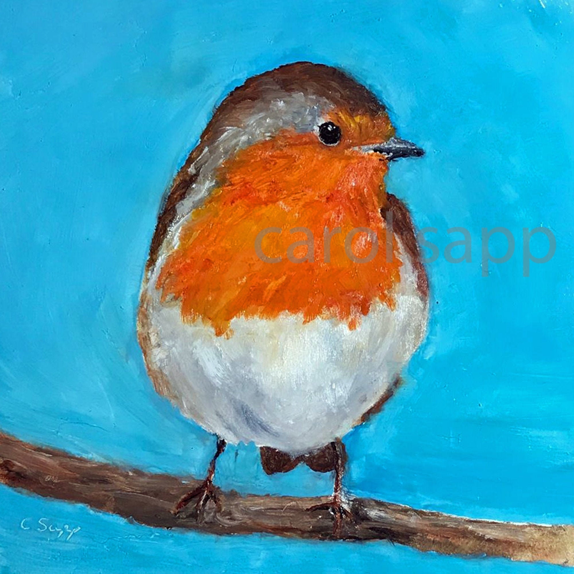 English Robin Paintingenglish Robin Print of Original Oil Painting