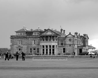 St. Andrews golf club house black and white photo