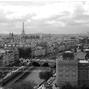 Paris France view of Paris  black & white photograph
