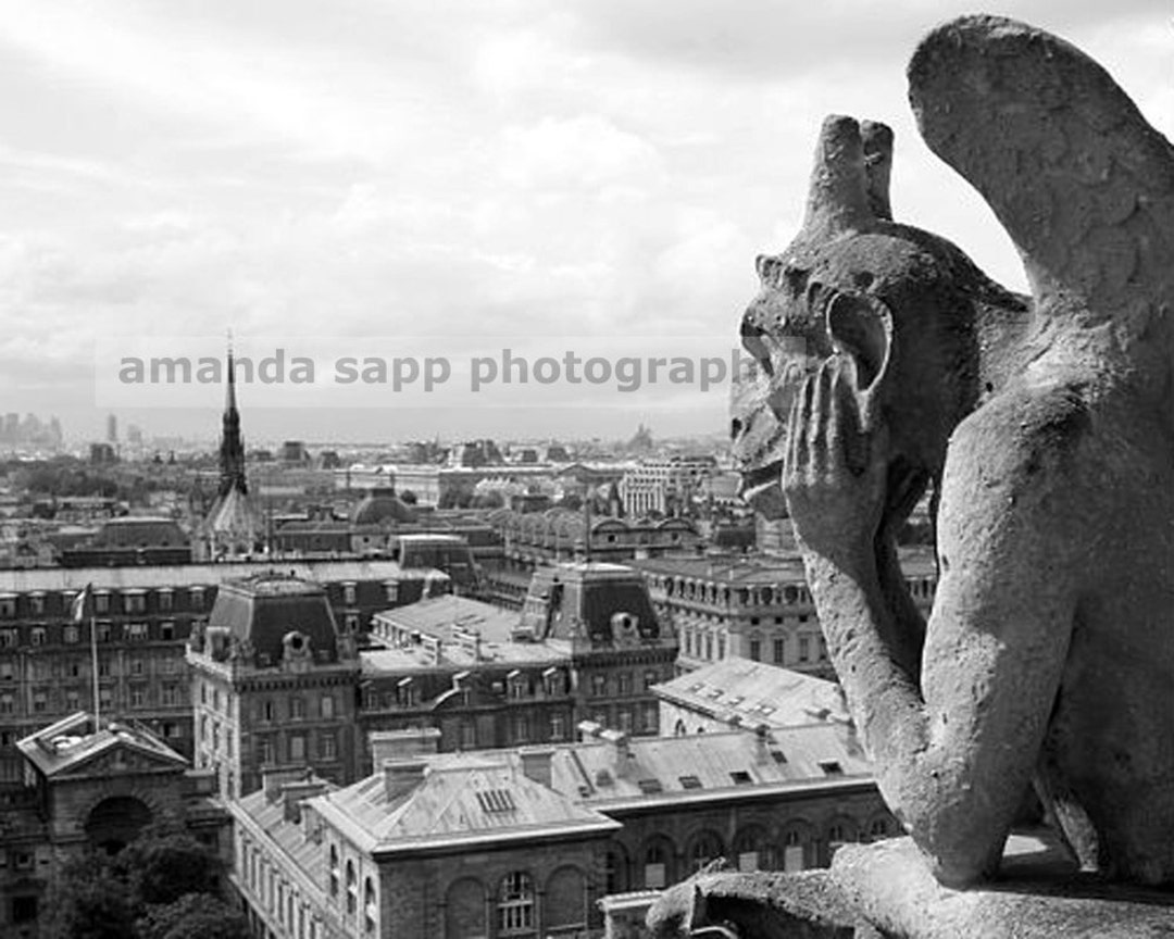 Tableau Toile 150x100 Cm Gargouilles De Notre-Dame Paris - Impression Murale Moderne - Neuf