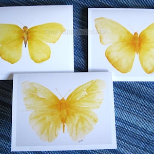 yellow butterfly note cards-watercolor butterflies-butterfly art-butterfly painting-carol sapp-note card set-blank cards-art cards
