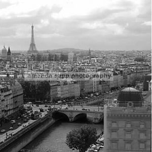 Paris France view of Paris black & white photograph vertical