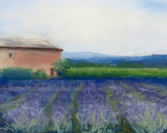 Provence lavender field 5" x 7" giclee print of pastel painting