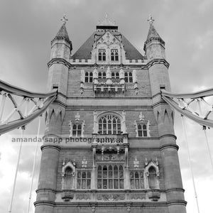 London Tower Bridge Tower detail photograph black and white